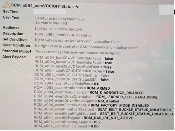 Clear Tesla RCM_a094 alert (Remote diagnosis and support to fix)