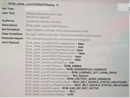 Clear Tesla RCM_a094 alert (Remote diagnosis and support to fix)