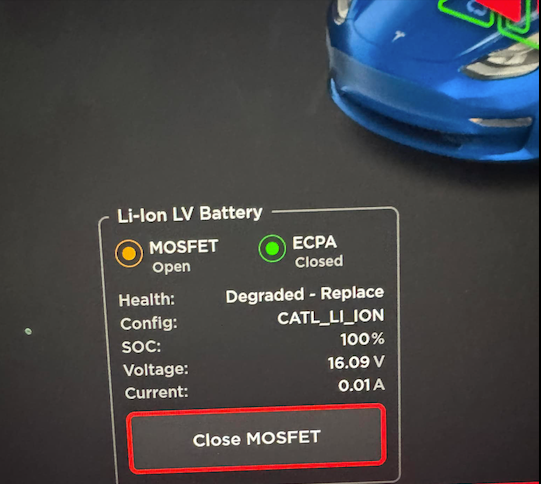 Clsoe Tesla 16V Low Voltage Battery "MOSFET"