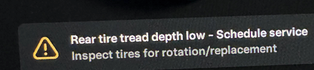 Reset Tesla "Rear tire tread depth too low" Alert