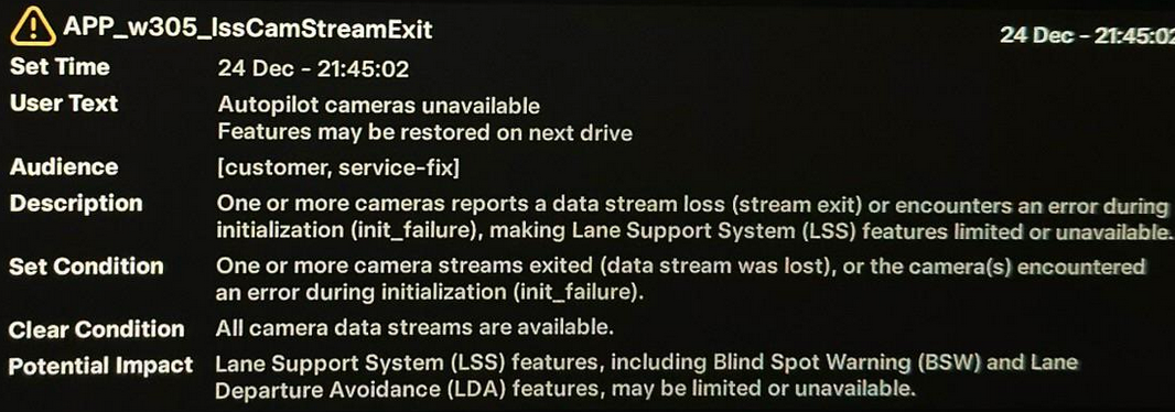 Fix Tesla "Autopilot Cameras Unavailable" Alert