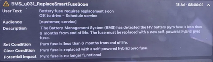 Fix Tesla "Battery Fuse requires replacement soon" Alert