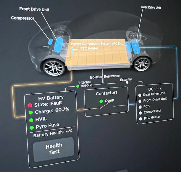 Tesla BMS_w035 "Vehicle may not restart" (Isolation) Alert Support for warranty car