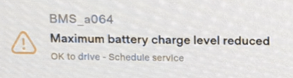 Fix Tesla "Maximum battery charge level reduced" BMS_a064 Alert